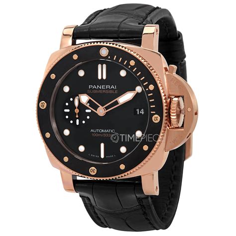 Panerai Submersible Automatic 18kt Rose Gold Black .